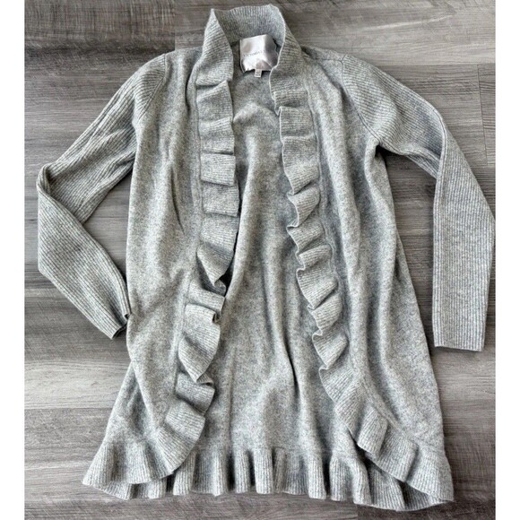 Victorias Secret Gray Cashmere Cardigan Sweater Size XS/S Ruffle - Picture 1 of 7